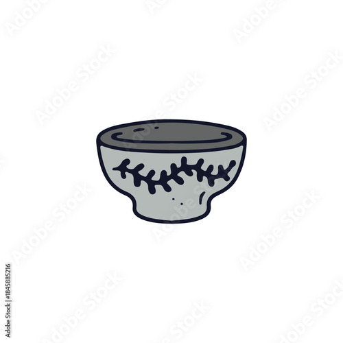 Hand drawn hygge doodle ceramic tea cup icon vector illustration. Cozy home decor clipart