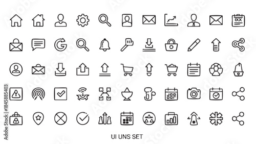 Minimalist Line Icons Set for User Interface Design Elements
