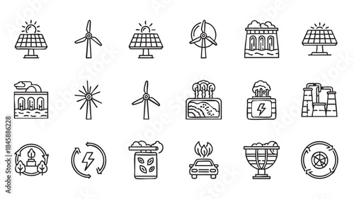 Renewable Energy and Green Technology Icons Collection