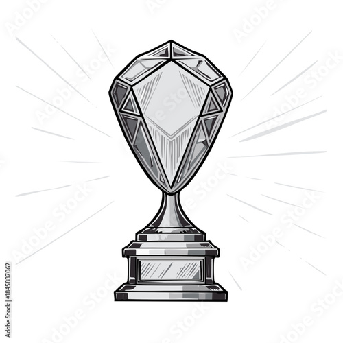 Diamond Shaped Trophy Award Shining Brilliantly Representing Achievement and Success