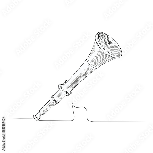 Hand Drawn Spyglass Illustration, Old-fashioned Telescope Sketch, Adventure and Exploration, Nautical Theme