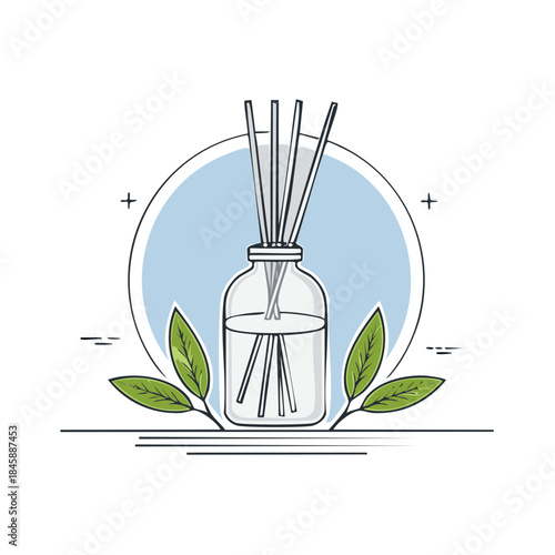 Aromatic Reed Diffuser with Leafy Accents for Home Fragrance and Decorative Scents