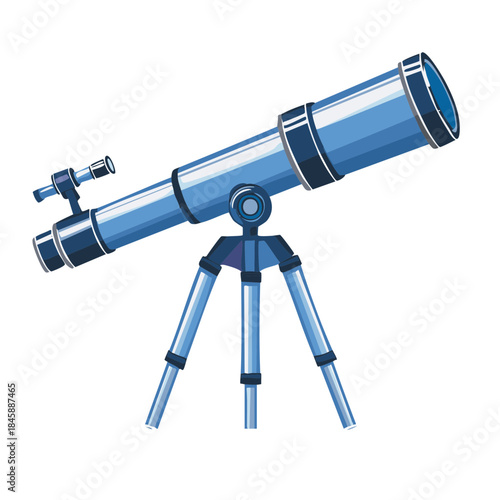 Illustration of a blue telescope on a tripod for stargazing and astronomical observation.