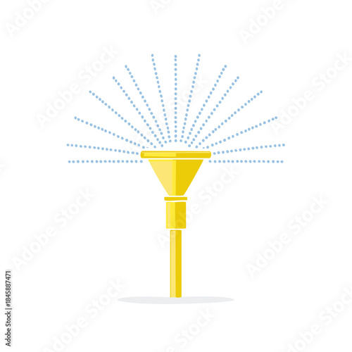 Water Sprinkler with Spraying Water for Lawn and Garden Irrigation Systems Icon in Yellow Color
