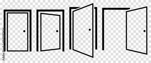 Set of door line icons