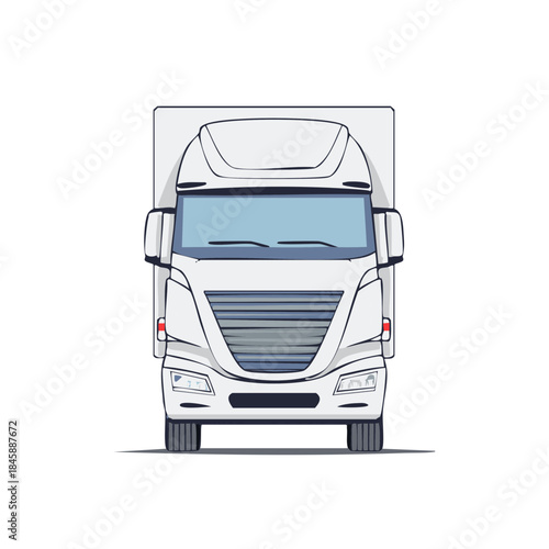 Illustration of a modern white delivery truck front view vehicle for freight logistics and transport vehicle icon