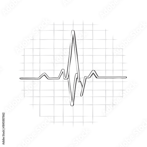 Sketch of Heartbeat Rhythm Graph on Grid Background for Medical Visuals