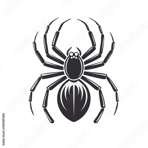 Cartoon Spider Illustration, Graphic Isolated Black and White Arachnid, Vector Insect Design for Halloween or Web Decoration