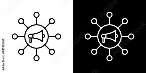 Marketing icon representing brand promotion, advertising strategies, audience outreach, and business growth activities.