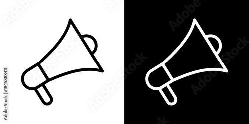 Megaphone icon representing announcements, public messages, promotions, alerts, and broadcasting information.
