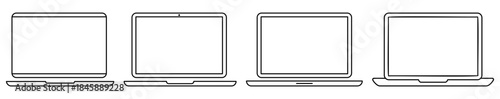 Set of outline laptop icons