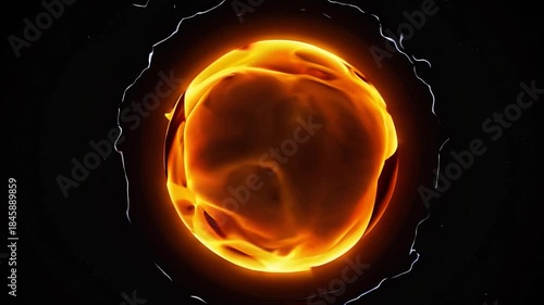 Blazing orb of electric blue lightning and plasma forming a luminous cosmic portal against a dark backdrop, pulsing with explosive energy and futuristic motion loop effects