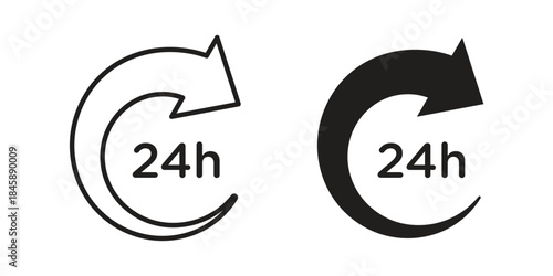 24 Hrs icon Collection for mobile and web apps. Editable stroke line and glyph icons.