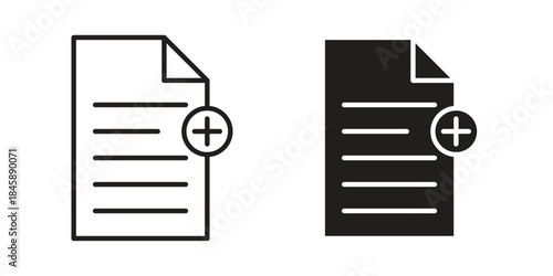 Add document icon Collection for mobile and web apps. Editable stroke line and glyph icons.
