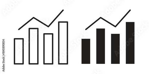 Bar chart icon Collection for mobile and web apps. Editable stroke line and glyph icons.