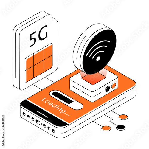 Trendy design illustration of 5g network loading
