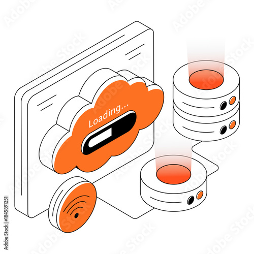 Perfect design illustration of cloud data loading