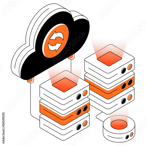Modern design illustration of cloud server refresh