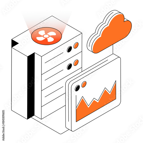 A trendy design illustration of cloud hosting