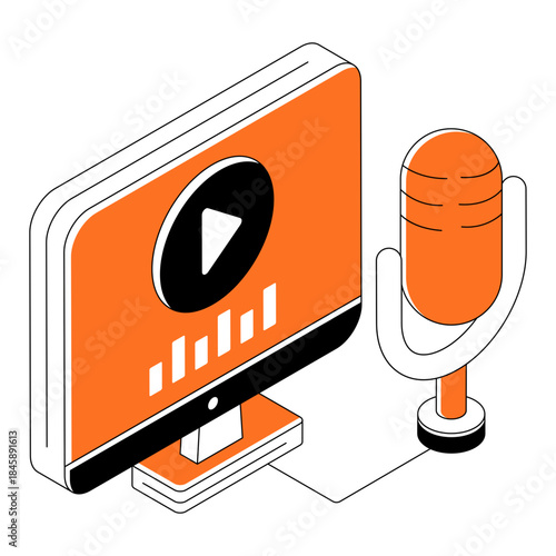 Modern design illustration of audio podcast