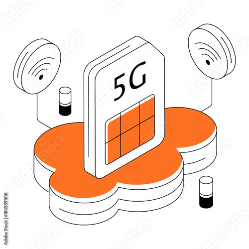 Trendy design illustration of cloud 5g network