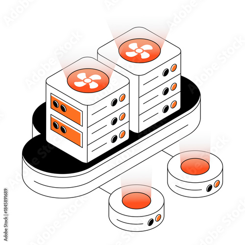 A trendy design illustration of cloud hosting