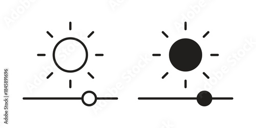 Brightness icon Collection for mobile and web apps. Editable stroke line and glyph icons.