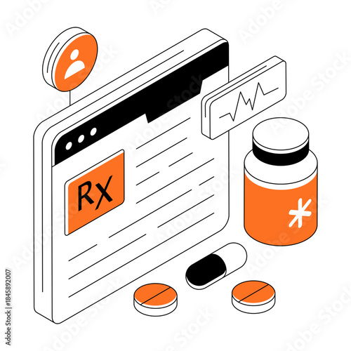 Trendy design illustration of online prescription