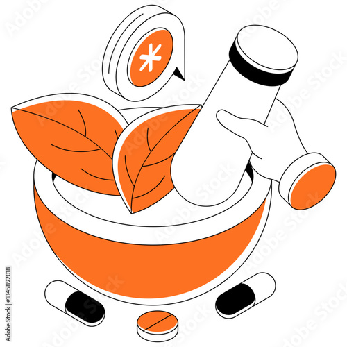 Modern design illustration of pestle mortar