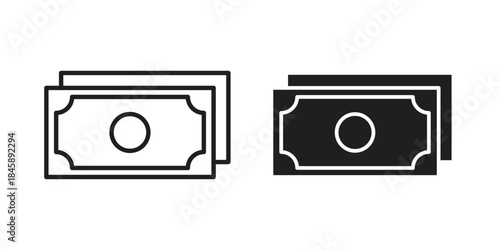 Cash icon Collection for mobile and web apps. Editable stroke line and glyph icons.