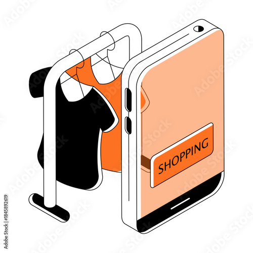 Trendy design illustration of mobile shopping