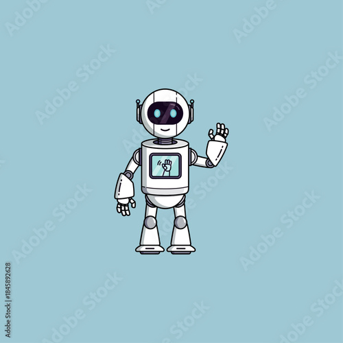 Household robot icon flat vector design.