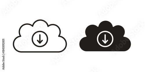 Cloud download icon Collection for mobile and web apps. Editable stroke line and glyph icons.