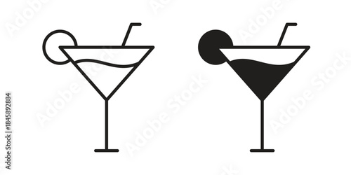 Cocktail icon Collection for mobile and web apps. Editable stroke line and glyph icons.