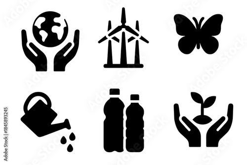 Ecology and conservation symbols for sustainability and environmental protection