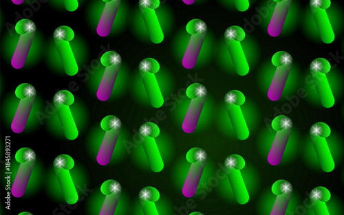 Neon Candy Cane Pattern on Black Background