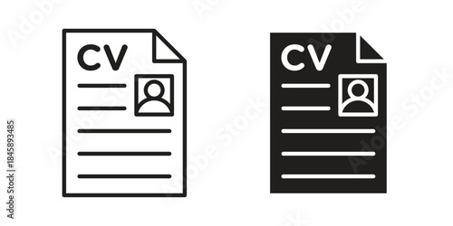 CV icon Collection for mobile and web apps. Editable stroke line and glyph icons.