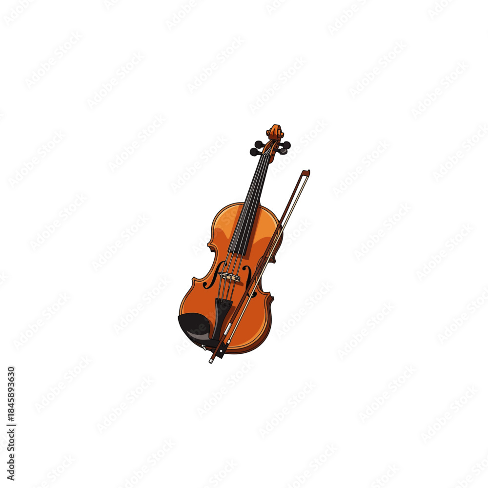 Fototapeta premium Violin musical instrument icon flat vector design.