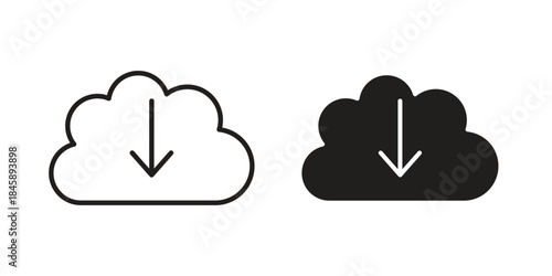 Download from Cloud icon Collection for mobile and web apps. Editable stroke line and glyph icons.