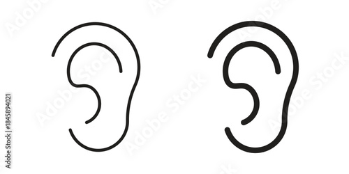Ear icon Collection for mobile and web apps. Editable stroke line and glyph icons.