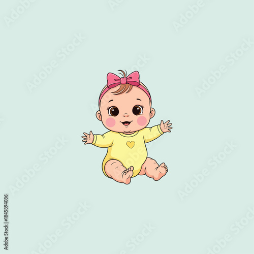 Single baby girl icon flat vector design.
