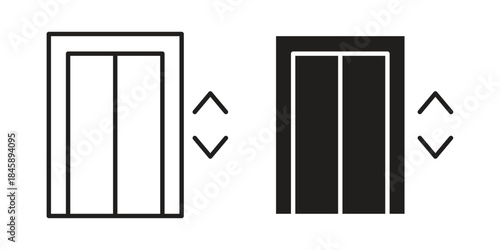 Elevator icon Collection for mobile and web apps. Editable stroke line and glyph icons.