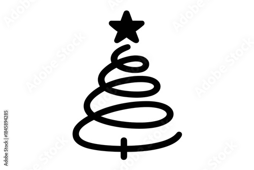Minimalist spiral Christmas tree topped with a star for holiday decoration