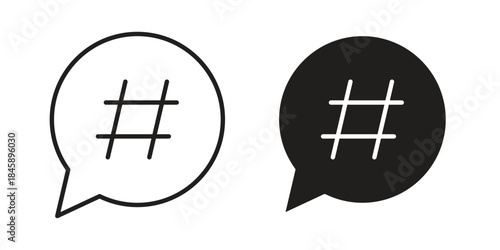 Hashtag icon Collection for mobile and web apps. Editable stroke line and glyph icons.