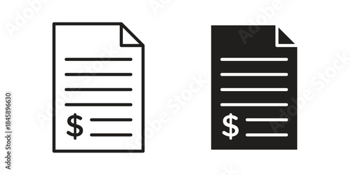 Invoice icon Collection for mobile and web apps. Editable stroke line and glyph icons.