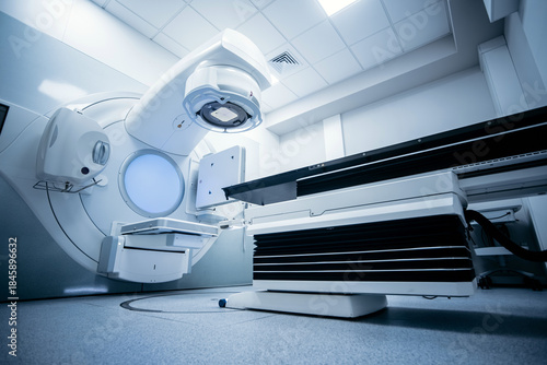 Canvas Print Linear accelerator for oncology treatment in a modern medical facility, showcasi