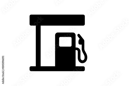 Black gas station pump and canopy silhouette representing fuel and energy services