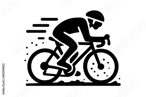 Dynamic silhouette of a professional cyclist riding a racing bicycle at high speed
