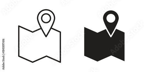 Map icon Collection for mobile and web apps. Editable stroke line and glyph icons.