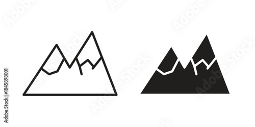 Mountain icon Collection for mobile and web apps. Editable stroke line and glyph icons.
